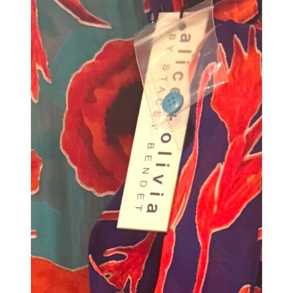 Alice + Olivia Poppy Garden Bluebird Floral Print Blouse XS - Picture 4 of 5